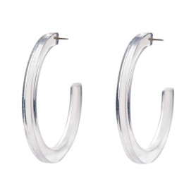 Large size round shape titanium earrings in Crystal, 2pcs. Kosmart - 1