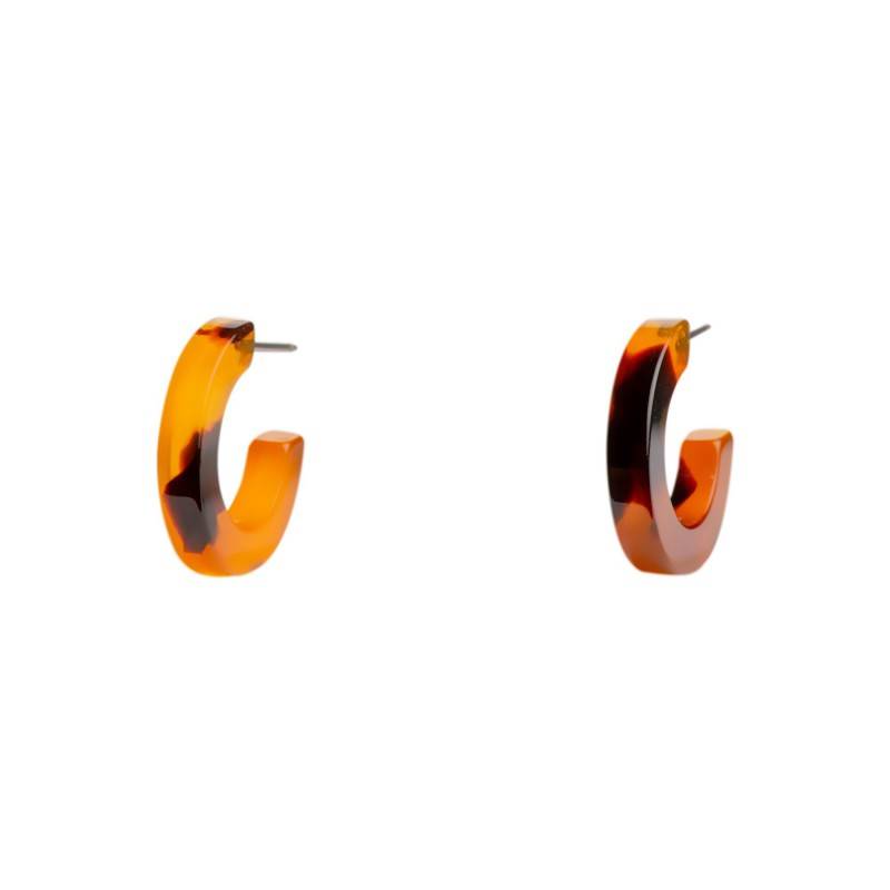Small size round shape titanium earrings in Cocoa beans, 2 pcs. Kosmart - 1