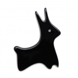 Medium size rabbit shape brooch in Black Kosmart - 1