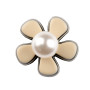 Medium size flower shape Metal free earring in Ivory and black Kosmart - 2