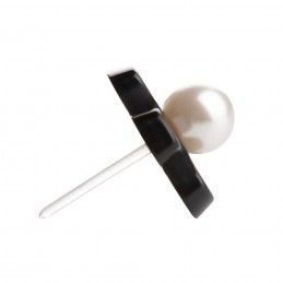 Medium size flower shape Metal free earring in Black Kosmart - 3