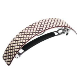 Very large size rectangular shape Hair barrette in Ivory and violet Kosmart - 1