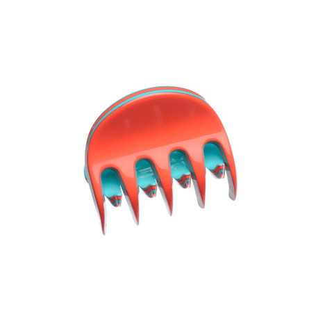 Very small size regular shape Hair claw clip in Coral and turquoise Kosmart - 1