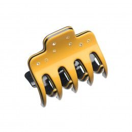 Very small size regular shape Hair jaw clip in Maize yellow and black Kosmart - 1