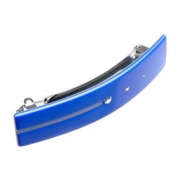 Medium size rectangular shape Hair barrette in Fluo electric blue and light grey  - 2