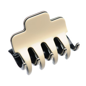 Medium size regular shape Hair jaw clip in Ivory and black Kosmart - 1