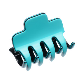 Medium size regular shape Hair jaw clip in Turquoise and black Kosmart - 1