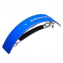 Very large size rectangular shape Hair barrette in Fluo electric blue and light grey Kosmart - 1