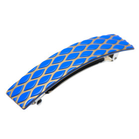 Medium size rectangular shape Hair barrette in Fluo electric blue and gold Kosmart - 1