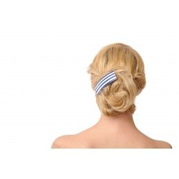 Medium size rectangular shape Hair barrette in Blue and white Kosmart - 6