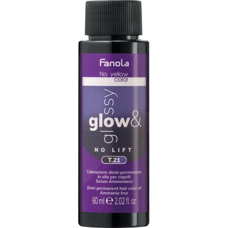 Fanola Glow & Glossy T.21 Demi-Permanent Hair Color Oil, Ammonia Free, 60ml